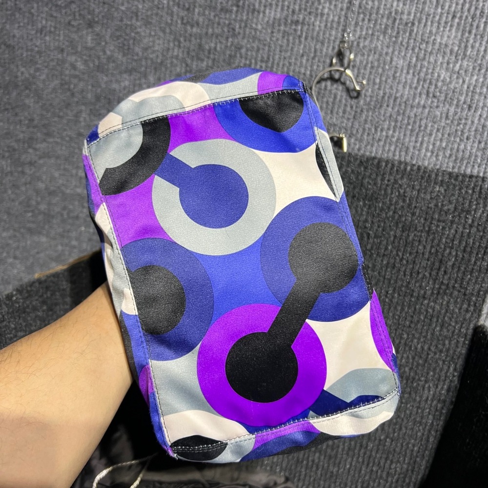Coach Alex OP Tote Purple Blue C Logo Nylon Patent Trim 14398 Bag Multiprint - Picture 8 of 15